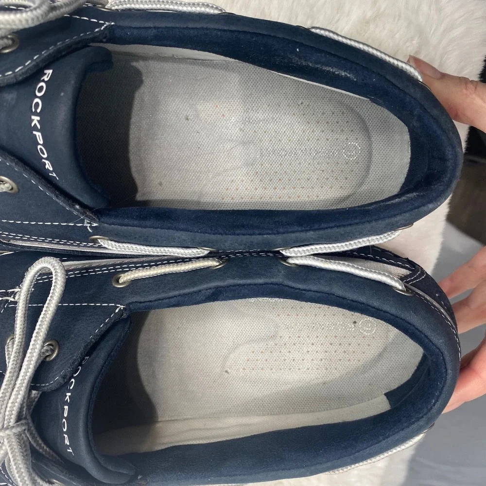 Rockport Bennett Lane 4 Mens Navy Blue Leather Boat Shoes V77797 Size 12 W‎
